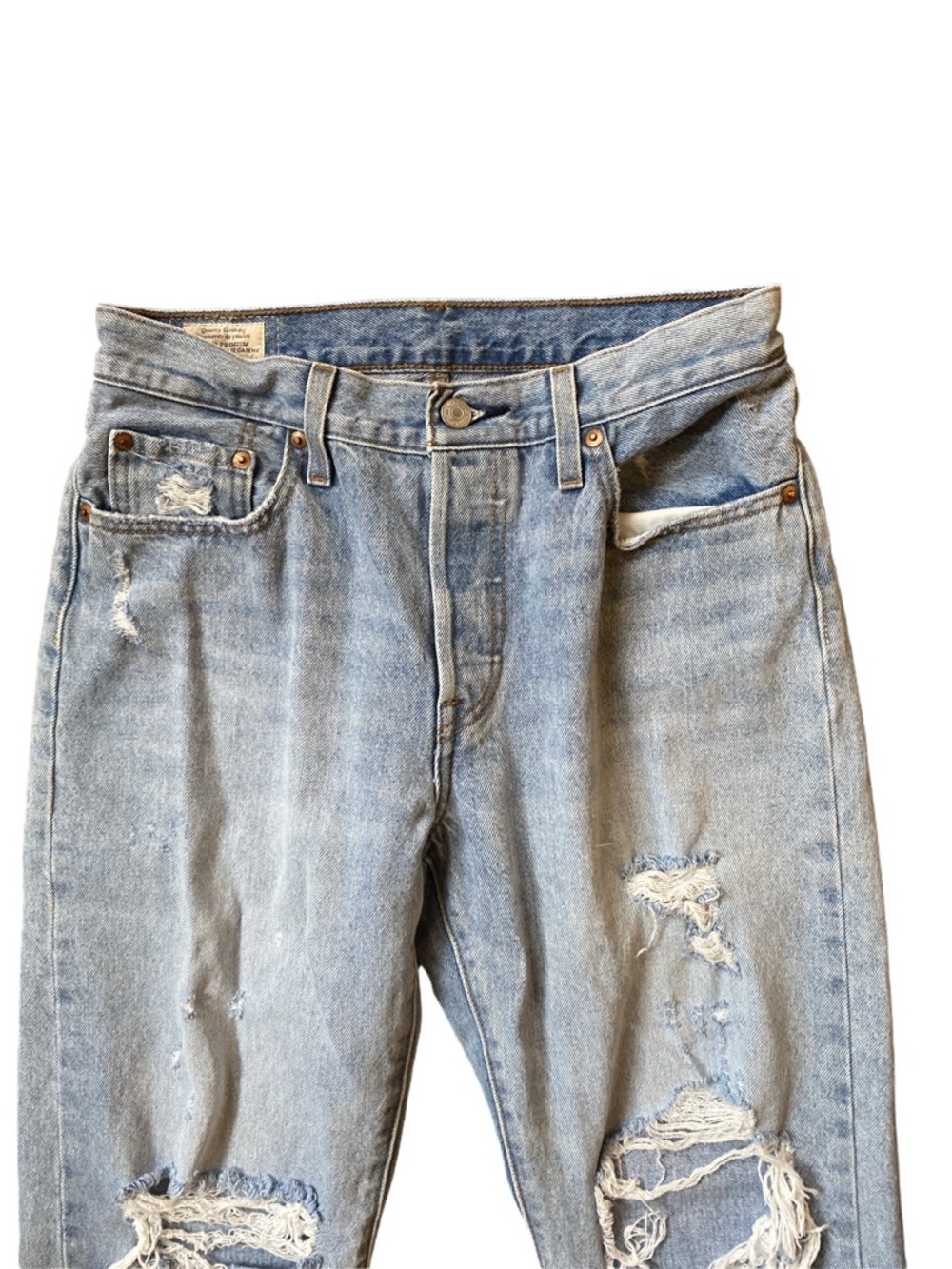 Levi's 501 90s Size 27 Medium Blue distressed straight leg jeans - Picture 3 of 12